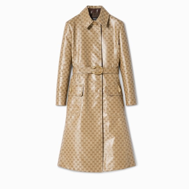 Abrigo de canvas de algodón revestido con GG